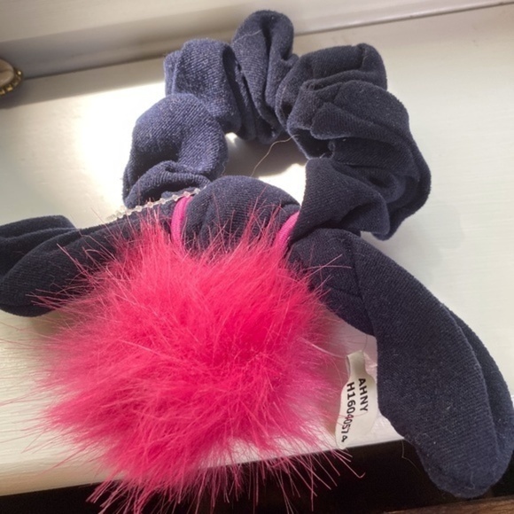 Anthropologie Pink And Blue Puff Ball Scrunchie - Picture 1 of 3